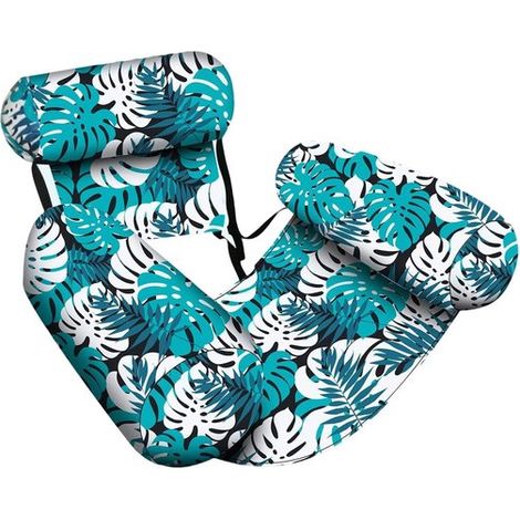 Hamac aquatique gonflable - Chaise flottante de piscine - Chaise longue flottante - Réglable - Pour piscines et plages - Vert (1/5)