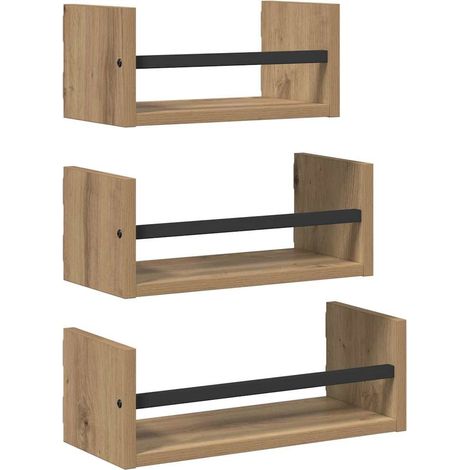 Maison Exclusive - Set mensole da parete 3 pcs Rovere artigianale 40x16x14cm