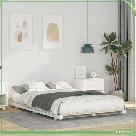 Cadre de lit surélevé - ABI - 120 x 190 cm - Bois massif en pin - Design moderne (1/5)