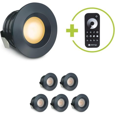 Einbaustrahler Mini flach Torino 3W 2700K IP44 - Farbe: anthrazit RAL 7016 - Anzahl: 6x