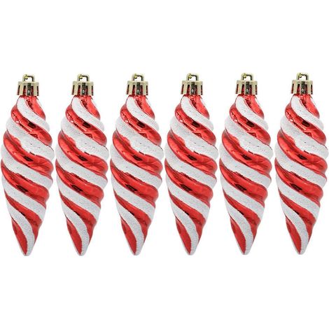 Décorations de Noël en spirale, 6 boules scintillantes pour sapin de Noël, mariages et fêtes (rouge) (1/5)