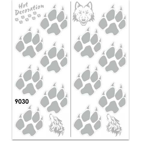 Adesivi Stickers Giganti Orme Lupo 24 x 20 cm - Colore: ARGENTO