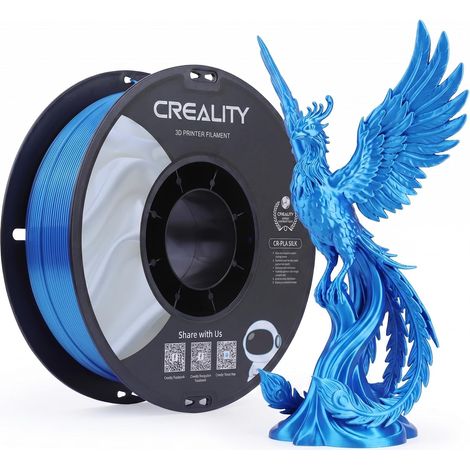 Silk PLA Filament 1,75 mm, brillant métallisé pour imprimante 3D, bobine de 1 kg, sans nœuds et sans bulles, brillant, précision dimensionnelle +/- 0,02 mm, pour imprimante FDM (bleu) (1/5)