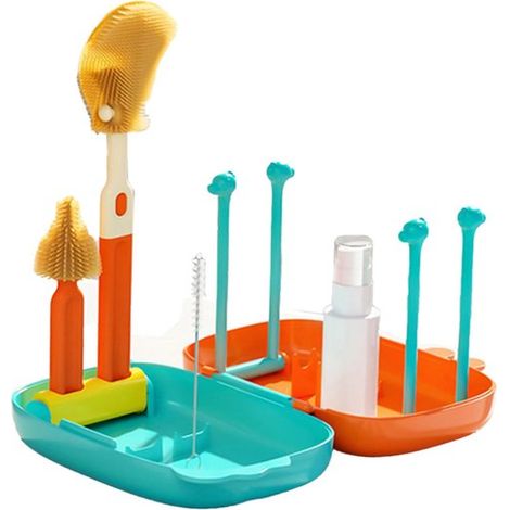 Kit de nettoyage pour biberons - goupillon - Porte-biberons - Égouttoir à biberons - Brosse de nettoyage - Brosse de nettoyage multifonctionnelle et portable - Kit de nettoyage de voyage - Outil goupi (1/5)