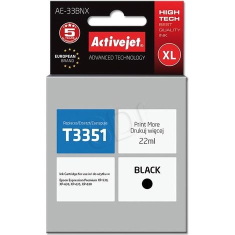 Activejet AE-33BNX Supreme - Reemplazo de tinta Epson 33XL, negro