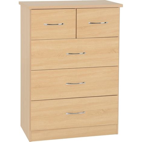 Nevada 3+2 Drawer Chest - L46 x W81 x H115.5 cm - Sonoma Oak Effect