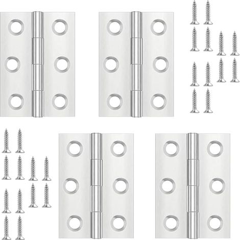 4 Pièces Charniere Porte,Charniere Inox,Charnière Invisible,Charnière plate,Porte Placard/Petites Portes/Tiroirs/Fenêtres/Pianos/Coffret à Bijoux Armoires de Quincaillerie de Meubles de Maison (1/5)