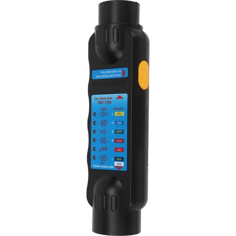 Testeur de prise remorque 7 broches, outil de test de circuit électrique pour barre d'attelage, camion, camping-car, étiquette bleue (1/5)