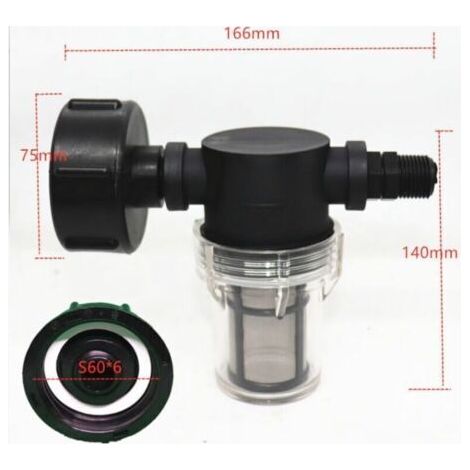 Robinet Raccord Cuve 1000 L, Articulation de u de Jardin pour Collecteurs d'eau de Pluie avec Fonction de Filtre,S60x6 Adaptateur De Réservoir d'eau IBC (1/2'' Fil extérieur),--TRIMEC (1/3)