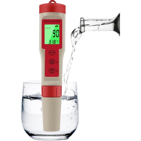 PEZ9908 Tester portatile 4 in 1 per la qualità dell'acqua: pH, solidi totali disciolti, temperatura, EC, penna di test multifunzionale, schermo retroilluminato, conversione unità ℃/℉. (1/5)