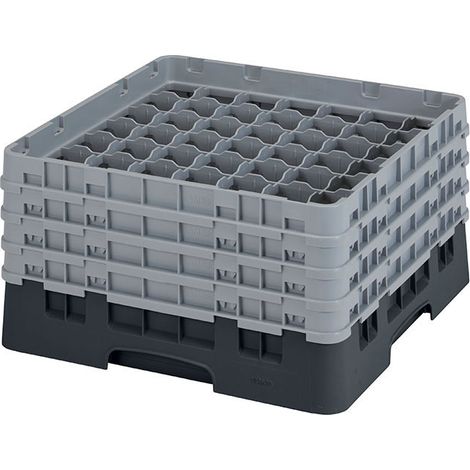 Casiers de lavage - 49 compartiments verres - Haut max 21.5 cm - 50 x 50 x 26.7 cm - Noir - Lot de 2 - Cambro