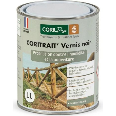 Vernis noir Coritrait' 1L - Anti pourriture et humidité