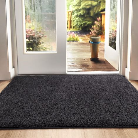 Paillasson Interieur Entree Antidérapant 50x80cm Noir-Gris (1/5)