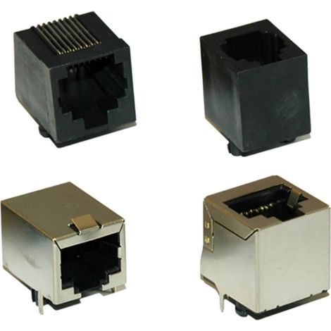 encitech RJJ-64NF-RA RJ45-Steckverbinder 2101-0100-14 Buchse, Einbau horizontal   Polzahl 6P4C Schwa