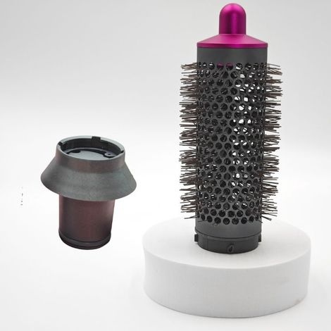 Geeignet für Dyson Haartrockner-Zubehör - Lockenstab-Aufsatz - Innenclip für Rundbürste - Rundbürste + Haartrockner-Adapter (rosa-rot)