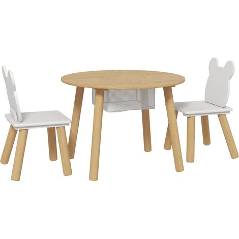 Table ronde enfant 3 pièces avec 2 chaises ours, mobilier activités dessin repas, jeu bricolage 3-6 ans (1/5)