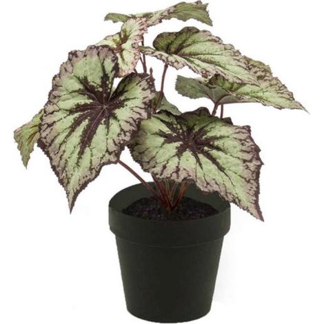 Bégonia artificiel en pot gris/violet 25 cm - Plante d'intérieur artificielle (1/5)