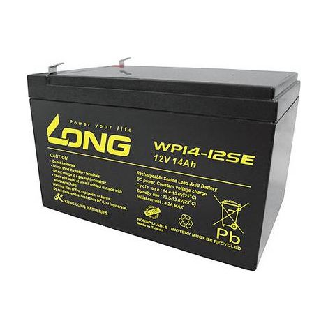 Long WP14-12SE WP14-12SE Batterie au plomb 12 V 14 Ah plomb (AGM) (l x H x P) 151 x 100 x 98 mm cosses plates 6,35 mm résistant aux cycles de charge, Y860342 (1/2)