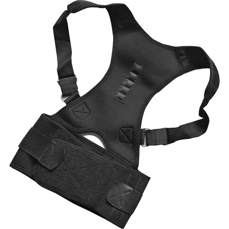 Ceinture de soutien magnétique pour épaules et dos adulte, correcteur de posture pour homme, noir, taille M (1/5)