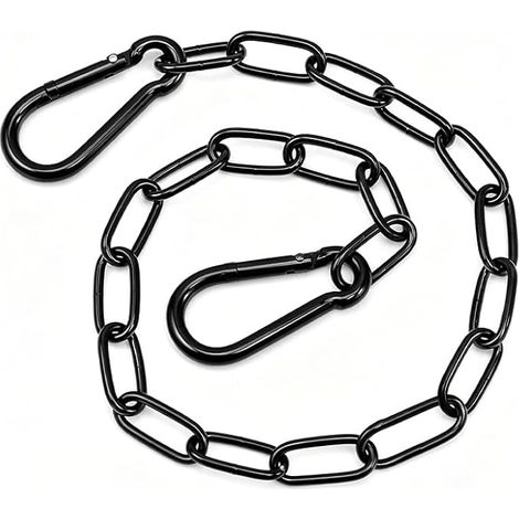 Cadenas à Chaîne, Chaîne de Sécurité Métallique Noire 50cm 100cm pour Portail Grille Porte Fenêtre - Petit Calibre Acier Inoxydable pour Cage à Animaux Jardin (1/5)