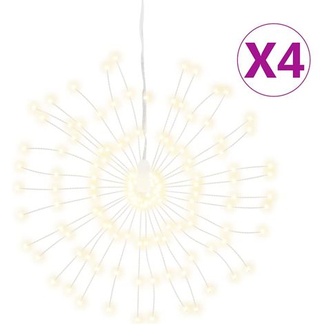 4 pcs Étoile rayonnante de Noël，Décoration de Noël 140 LED blanc chaud 17 cm CFW29141 (1/5)