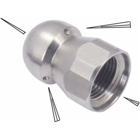 Buse de Nettoyage Jets d'eau et d'égout à Haute Pression Accessoire Laveuse en Acier Inoxydable pour Tuyauteur et Égouttoir 3/8in (1/4)