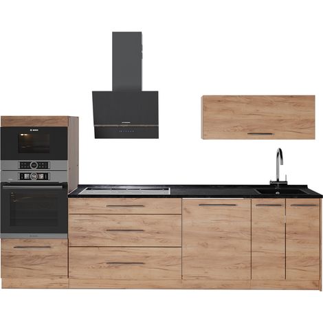 Küchenzeile Fame-Line, Goldkraft Eiche/Goldkraft Eiche, 280 cm Arbeitsplatte Anthrazit, Vicco (1/5)