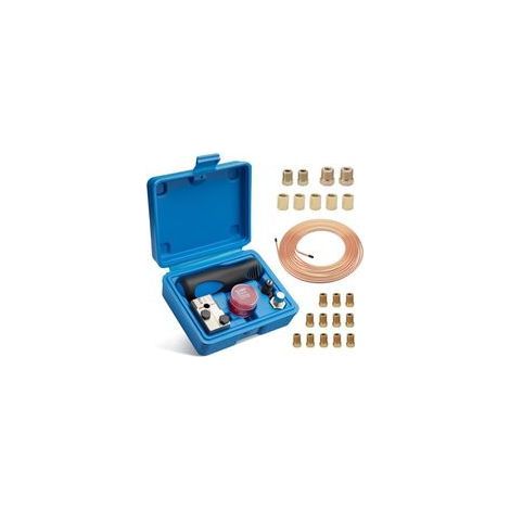 Outils D'évasement de Tuyaux de Freins Frein pour Evasement DIN - 4,75 mm - Kit Universel de Sertissage Conduites de Frein, 7,62 m - Diamètre, 4,75 mm - avec 16 Connecteurs + 5 Connecteurs (1/4)