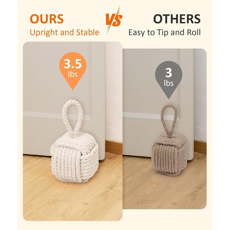 Butoir de porte décoratif - joli nœud de corde, butoir de porte robuste et lesté, fixation intérieure pour la maison et l'école, beige (1/5)