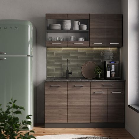 Cuisine R-Line, Gris noble/Anthracite, 140cm sans PT, Vicco