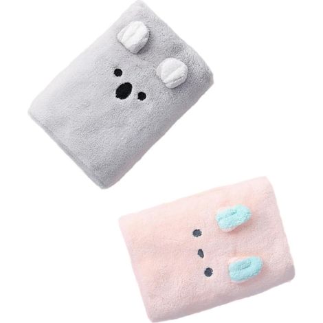 Lot de 2 Serviettes Absorbantes pour Cheveux en Polaire Corail, Turban à Séchage Rapide, Rose, Doux Bain Bain (1/5)