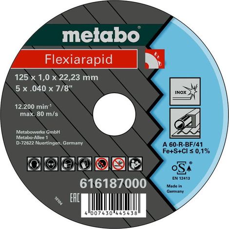 Dischi troncatori Flexiarapid 125x1.0x22.2 in acciaio inox Metabo