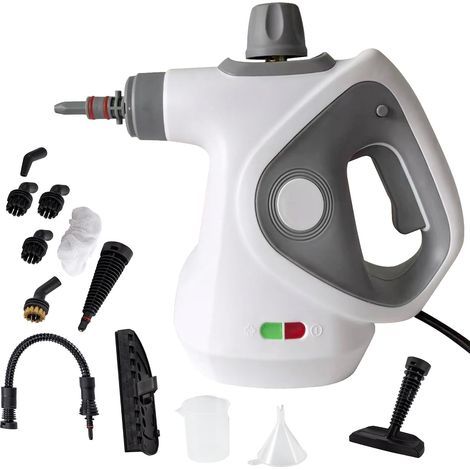Nettoyeur vapeur portatif, 110 °C, pour un nettoyage efficace, nettoyeur vapeur polyvalent pour tout avec 12 embouts et câble d'alimentation de 5 m, nettoyeur à vapeur manuel pour canapés, tapis (1/5)