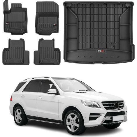 OMAC Kit Tapis de Sol et Coffre pour Mercedes Classe ML W166 2011-2015 TPE Noir (1/5)