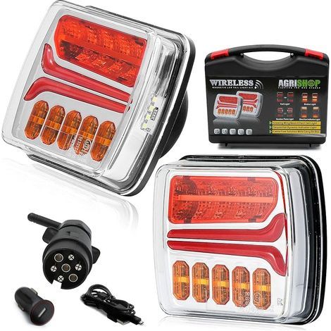 Sans Fil Magnétiques Led Ensemble Feux Arrière De Remorques12V,2PCS Sans Câble Feu Eclairage Remorque LED Dynamiqu Indicateur Homologué,LED Sans Fil Arrière Etanche Tracteur Camion E-Mark