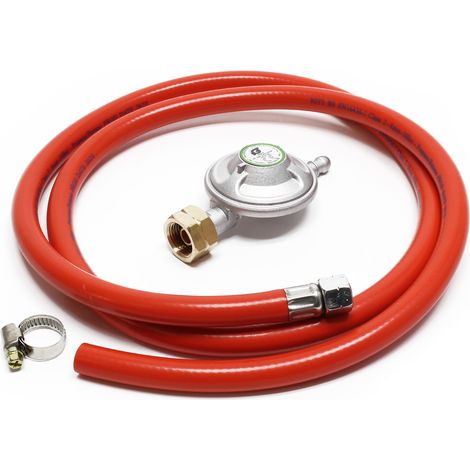 Wiltec – Kit raccordement gaz avec tuyau 1,5 m – Pressostat 28 mbar pour pression constante – Réducteur régulateur pour appareils à gaz