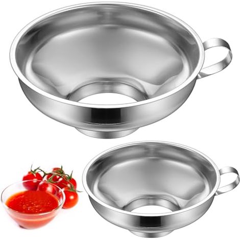 Lot de 2 Entonnoirs en Acier Inoxydable, pour Confitures et Conserves, Grandes Petites Ouvertures, Cuisine Bocaux Bouteilles - (1/5)