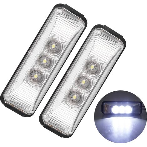 Lot de 2 lampes de signalisation latérales camion éclairage LED puissant 3 perles F3 boîtier ABS coque PC 12V 1.2W blanc (1/5)