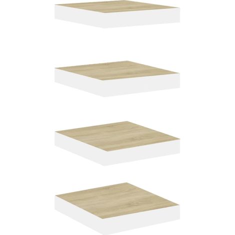 vidaXL Scaffali a Parete 4 pz Rovere e Bianco 23x23,5x3,8 cm in MDF
