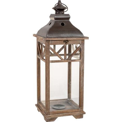 Farol de madera 23x23x62h cm