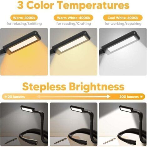 QORVA-Liseuse Lampe de Lecture de Cou - Rechargeable Lampe Lecture au Lit, 3 Couleurs Liseuse LED Flexible Lampe Tour de Cou pour Livre Tricoter Couture Camping Réparation, Cadeau Femme Homme Lecteur 