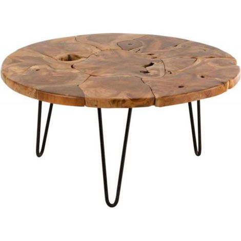 Table Basse en Teck "Manuel" 80cm Marron (1/4)