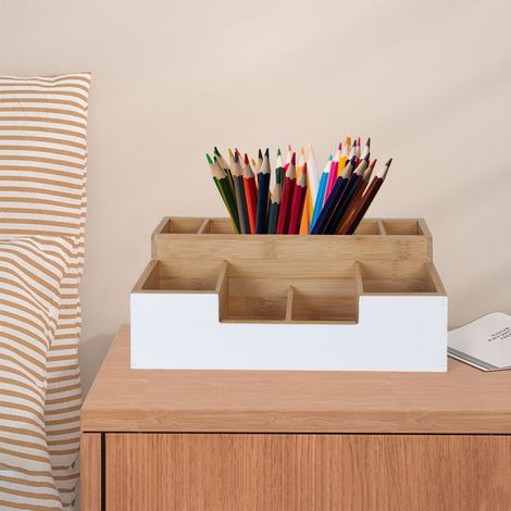 Schreibtisch organizer aus bambus 7 facher - buro kuche badezimmer (1/5)