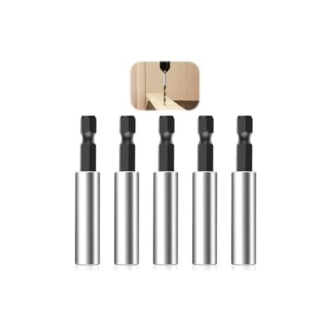 5 Pièces 1/4" Porte-Embouts, 60 mm Rallonge D'Embout À Changement Rapide, Porte-Embouts Magnétique De Haute Qualité, En Acier Inoxydable, D'Embout À Magnétique Puissant, Fixation pour Perceuses
