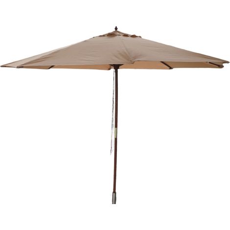 Holz-Sonnenschirm 3m beige Gartenschirm Terrassenschirm Marktschirm Sonnenschutz (1/3)