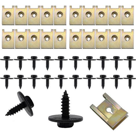 U-Clips - Vis Autotaraudeuses - Fixation Panneaux Carrosserie Voiture - 40 Pièces (1/5)