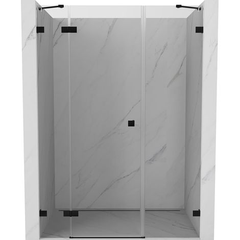 Mexen Lunar puerta de ducha abatible izquierda 155 cm, transparente, negro - 834S-155-050-70-00-L (1/5)
