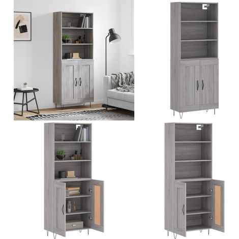 Highboard Grau Sonoma 69,5x34x180 cm Holzwerkstoff - Holzwerkstoff - Schrank (1/5)