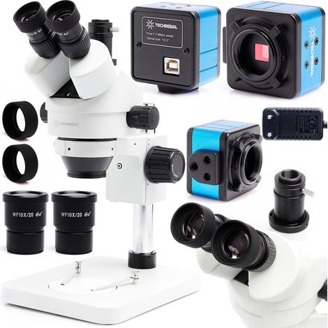 Microscope stéréo 7-45x 10HT (blanc) + Caméra USB 5MP T250 (1/5)