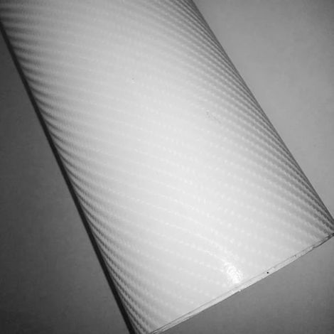 (Blanc - 50 cm x 152 cm) Autocollant et stickers pour voiture en vinyle imitation fibre de carbone 4D blanc semi-brillant (1/4)